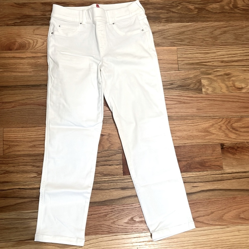 Spanx, white straight leg jeans. New without tags. Size medium petite